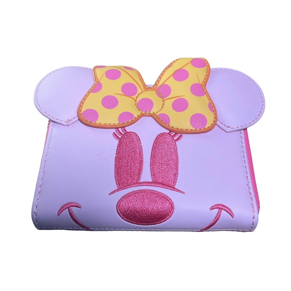 Loungefly Disney Ghost Minnie Mouse Pastel‎ Pink Glow in the Dark Wallet NEW